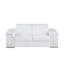 Causeuse en cuir véritable 71 po blanc et argent