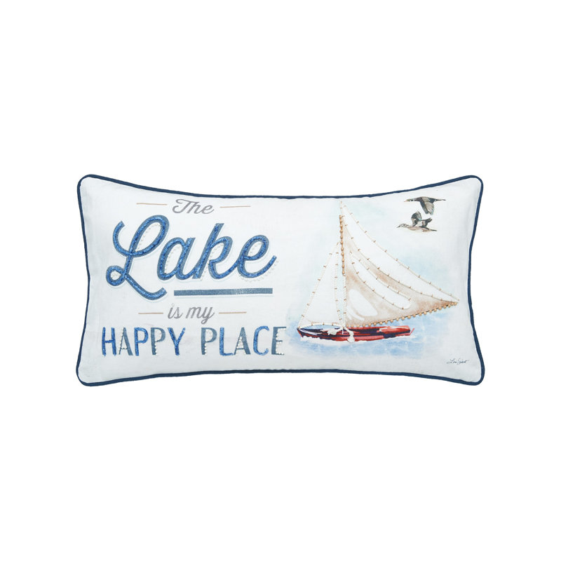 Coussin décoratif imprimé et embelli Lake Is My Happy Place