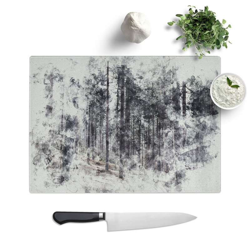 Conifer Tree Forest Vol.1 Watercolour Chopping Board, 0.4cm H x 28.5cm W x 39cm L