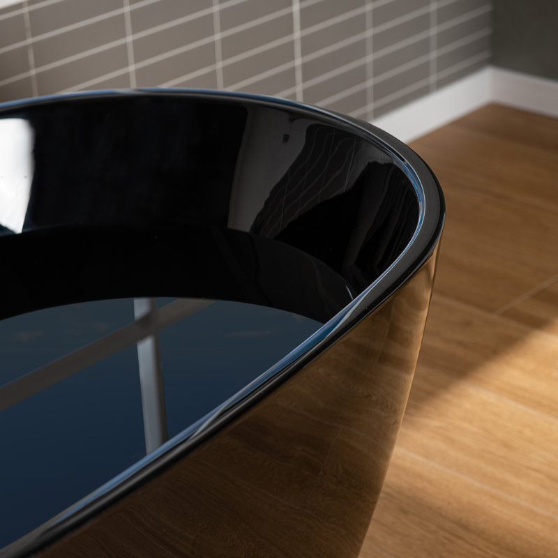 Ember 59'' x 32'' Soaking Acrylic Bathtub, Oil Rubbed Bronze, Glossy Black