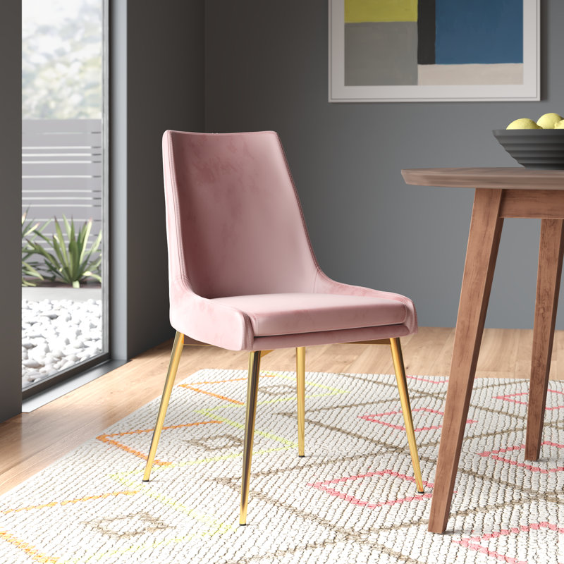 Karina Velvet Upholstered Dining Chair, Gold, Pink Velvet