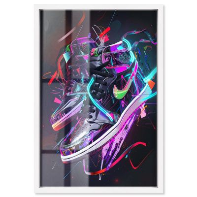Neon Ribbons Sneakers Shadowbox Print Sneaker Wall Decor by Art Remedy
