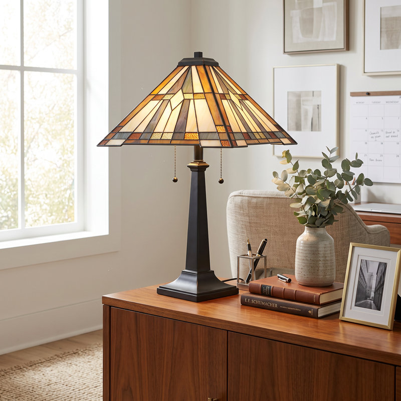 Winchester 25" Matte Black Tiffany-Style Table Lamp