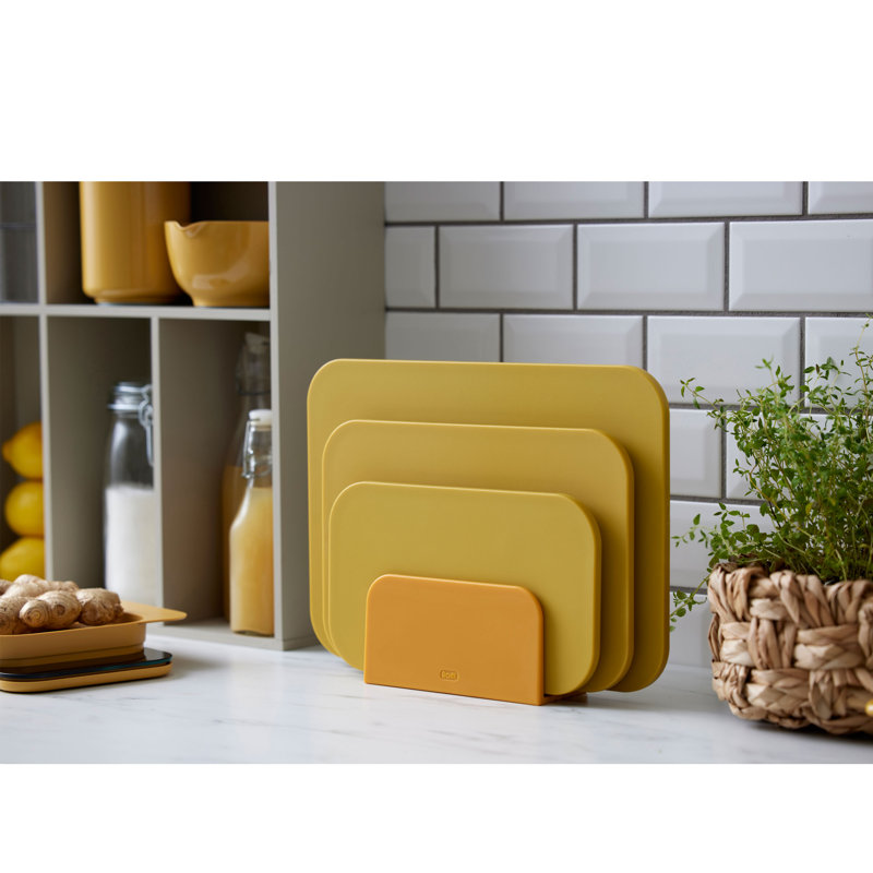 Choptima 4-Piece Plastic Chopping Board Set, Curry