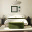 Banc de rangement ovale rembourré 49 po, velours performance vert olive-1746737127