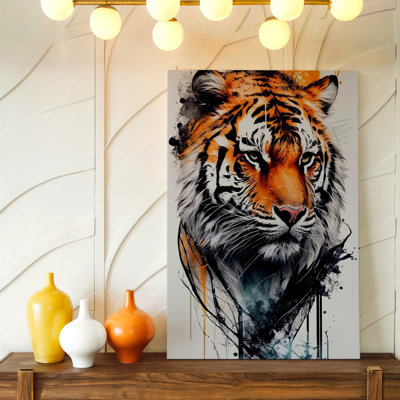 Tigre, portrait, aquarelle abstraite, impression sur toile, affiche, impression murale