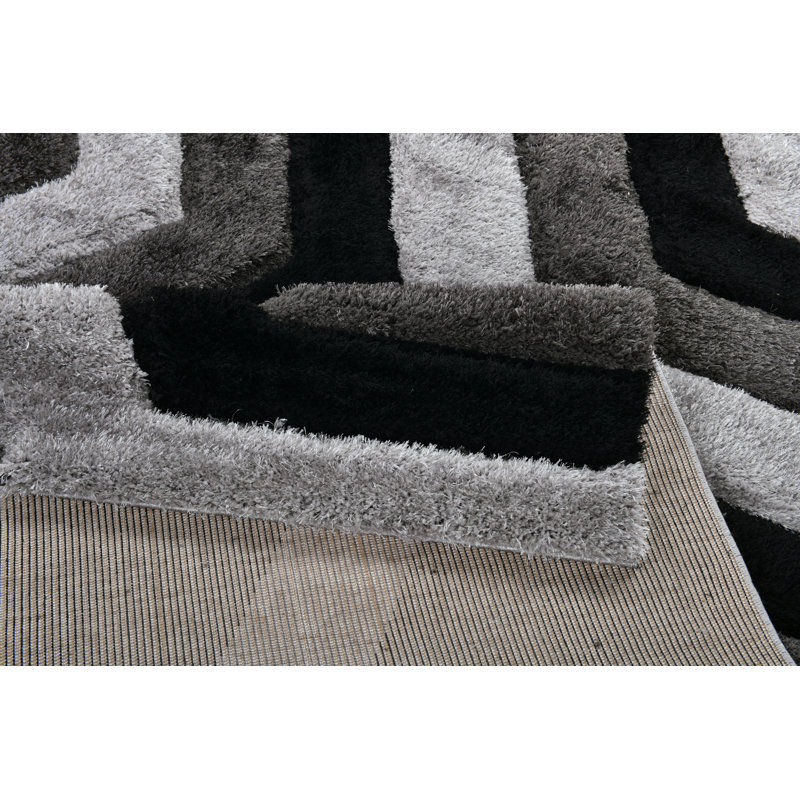RugGuy Geometric Modern Area Rug - Black & Gray Hexagon - for Living Room, Dining Room - 5'3" x 7'3" , Shed-Free, Easy to Clean