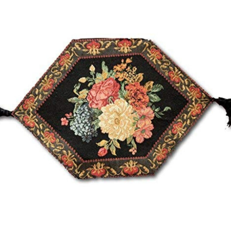 Tache Colorful Country Rustic Floral Morning Awakening Table Runner, 17" L x 13" W, Beige/Red