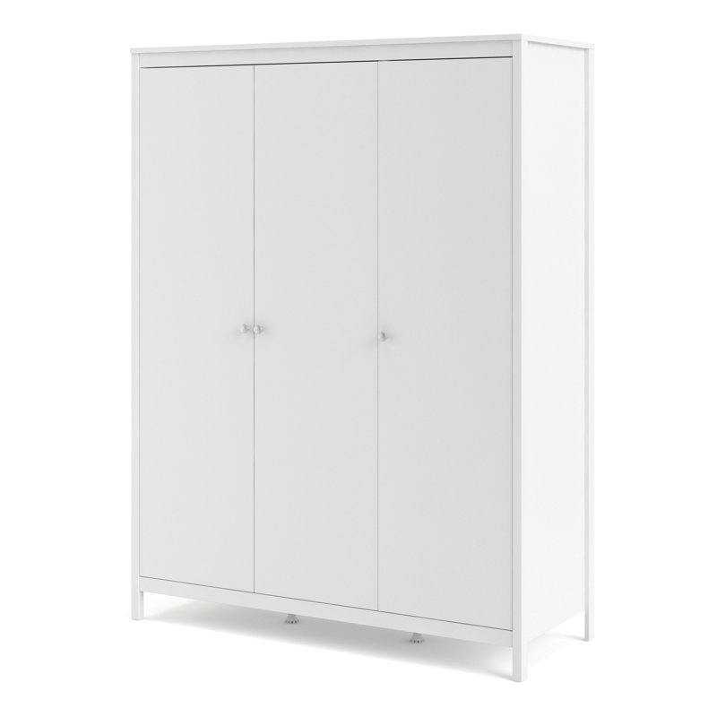 Cynsere 3 Door Manufactured Wood Wardrobe, White
