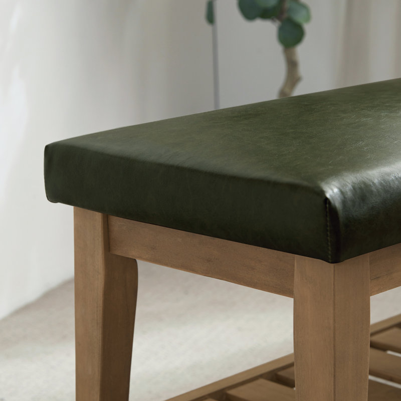 Hahnville 43.3'' W Upholstered Storage Bench, Green