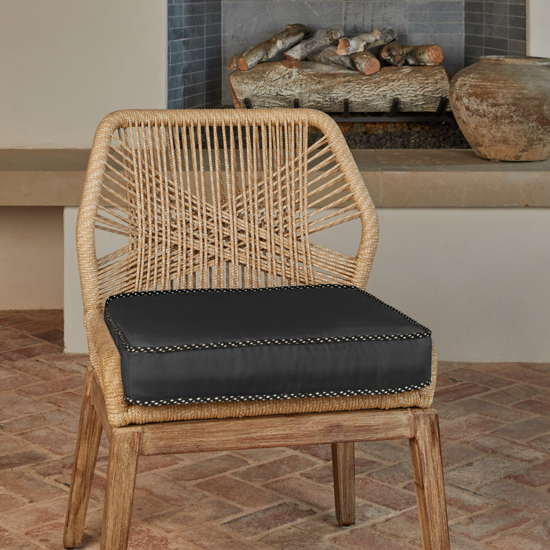 Sunbrella Outdoor 3'' Barstool Chair Pad, Canvas Black Sunbrella® Canvas, 19 W x 19 D