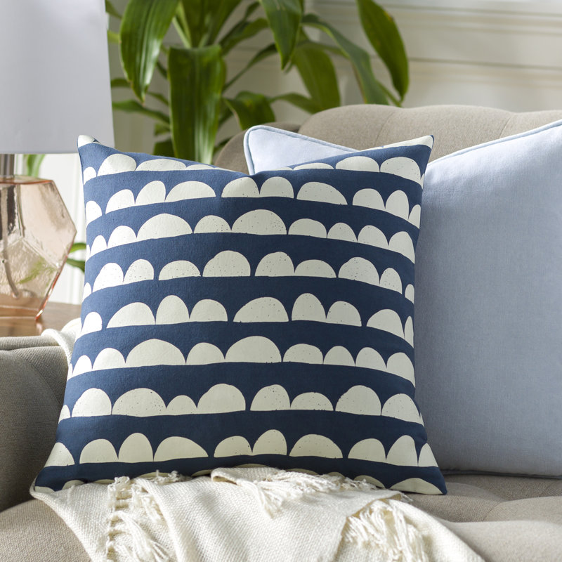 Lachen Abstract Down Throw Pillow, Dark Blue/Cream