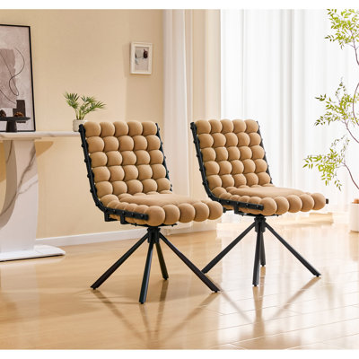 Ensemble de 2 chaises de salle à manger avec chaise à bulles et pieds en velours avec pieds noirs et chaises capitonnées modernes