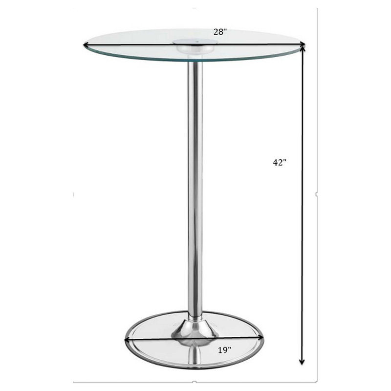 Thea LED Bar Table Chrome And Clear