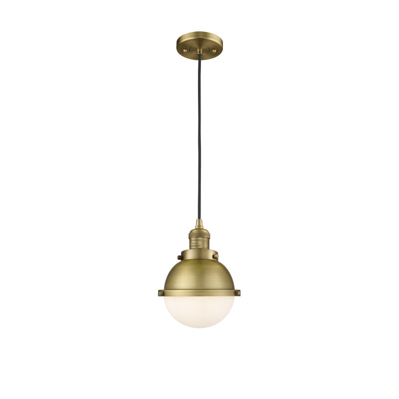 Luminaire suspendu en forme de globe à 1 lumière Anesh, Transparent, H 130,13 po x l 7,25 po x P 7,25 po, Laiton brossé
