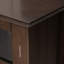 Armoire de rangement bas de style transitionnel en bois massif avec portes vitrées et tablettes réglables Acadian-749139112-676016431