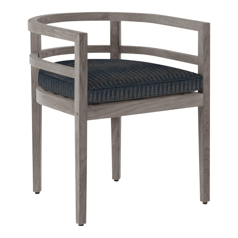 Chaise avec accoudoirs en teck Santa Barbara - Huître, Welt, Marine, Teck huître