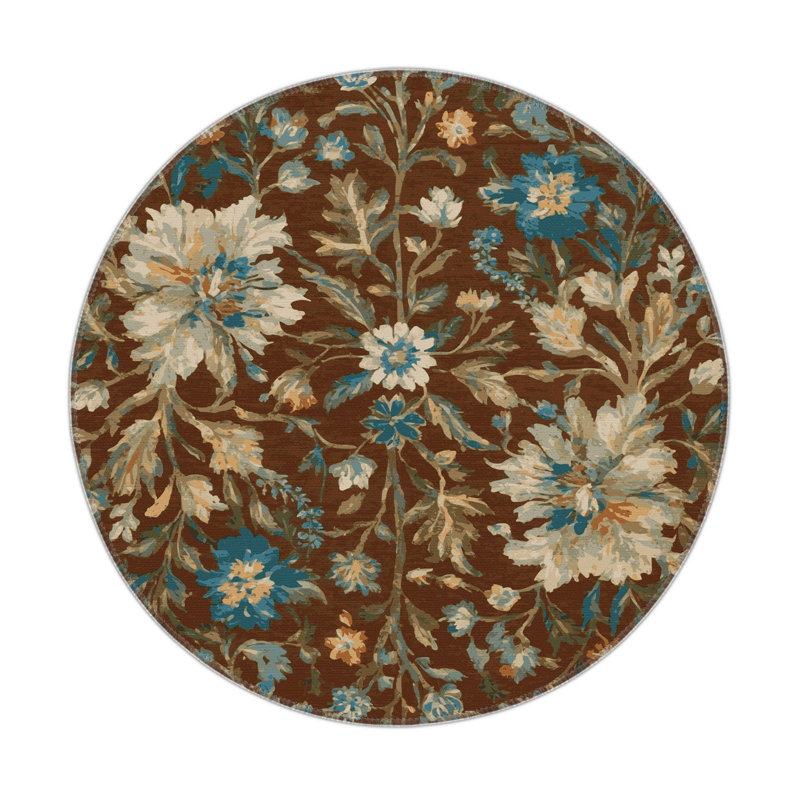 Tapis d'intérieur et d'extérieur brun Nature, Rond 5 pi