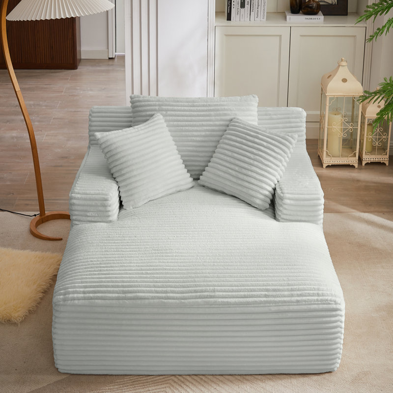 Très grande chaise longue d'intérieur, canapé rembourré en velours côtelé moderne, aucun assemblage requis, canapé-lit confortable pour le salon, le bureau