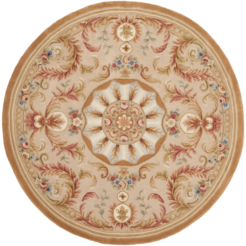 Tapis oriental en laine touffetée à la main Savonnerie, Rond 6 pi