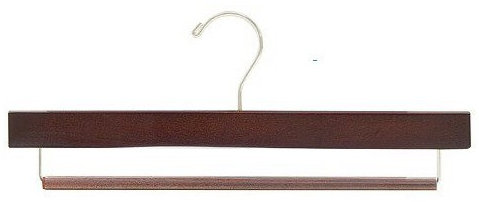 Cintre en bois antidérapant pour jupes / pantalons, Noyer / Laiton