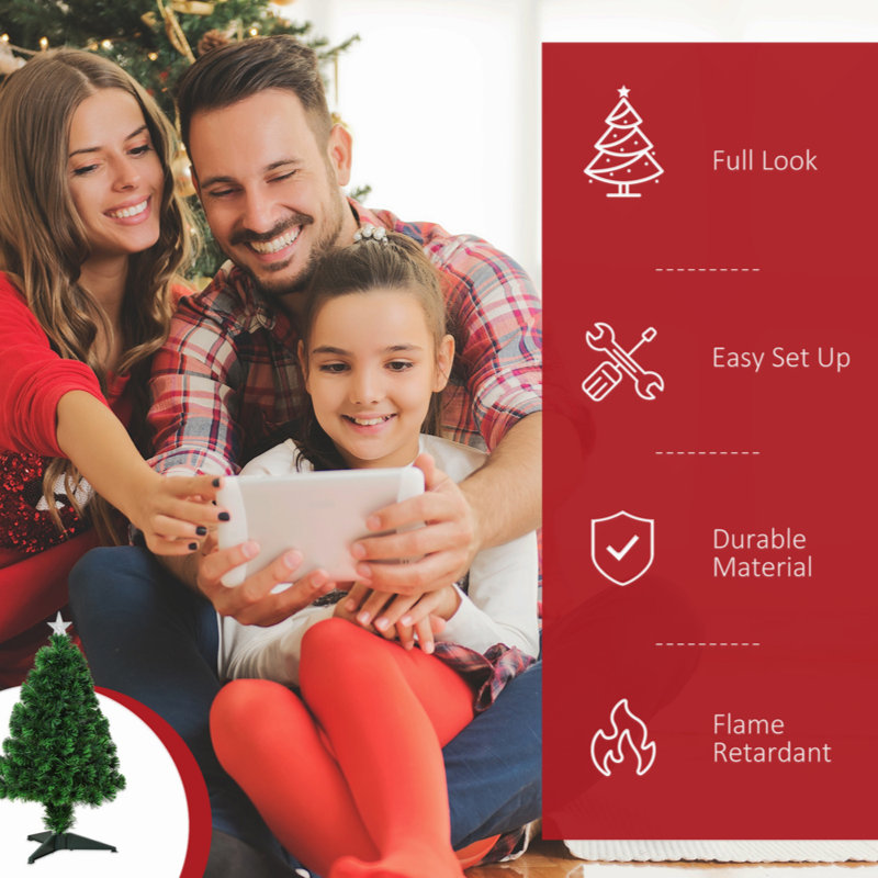 2.5Ft Tall Pre-Lit Douglas Fir Tabletop Artificial Christmas Tree With Realistic Branches, Fibre Optic LED S And 85 Tips,