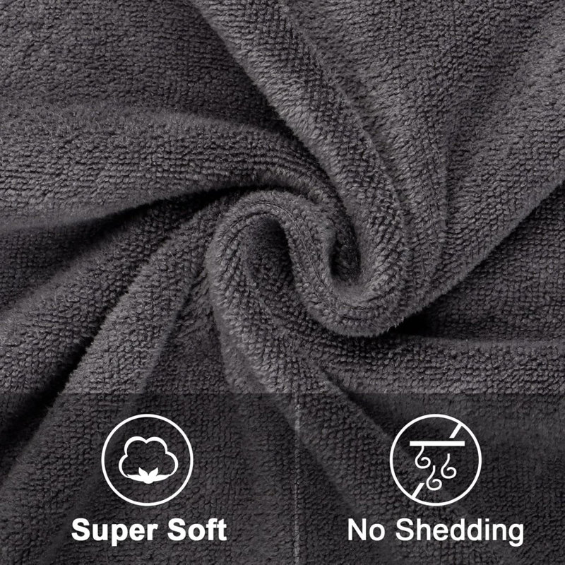 Microfiber Bath Towels Pack Of  Soft Feel Highly Absorbent Quick Drying For Body Sport Yoga SPA Fitness, Gray
