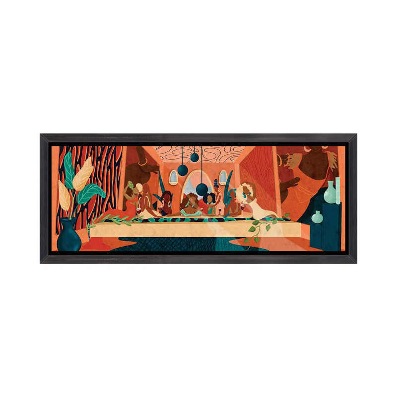 «Last Supper» - Impression panoramique, H 12 po x l 36 po x P 1,5 po, Toile encadrée, Noir patiné