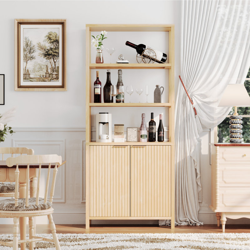 Vitrine en chêne à 2 portes et 6 tablettes, Chêne