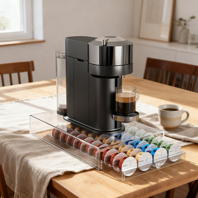 Acrylic Coffee Pod Holder For Nespresso Vertuo & Dolce Gusto Capsules, 40-Capacity Clear Drawer Storage Organizer With Quick-View Design And Food-Grade PETG Construction