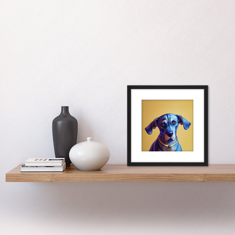 Blue Fox Hound Dog Portrait Painting 1 Piece Single Picture Frame Wall Art