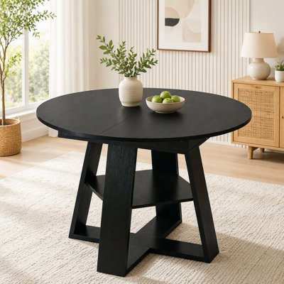 43.3in-59in Extendable Round Dining Table for 4-8