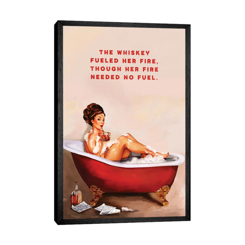 Whiskey Fuel Fire Bath - Print on Canvas, 152.5 cm H x 101.5 cm W, Black Framed