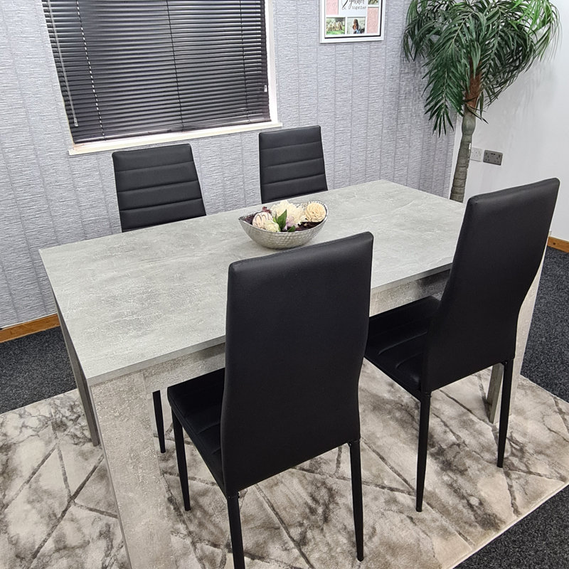 Schiavo 4 - Person Dining Set, 75cm H x 117cm W x 70cm D, Black