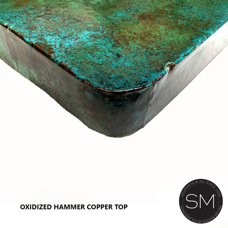 Mid-Century Modern Large Square Hammer Copper Table