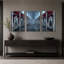Couloir gothique avec colonnes en forme de crâne et ensemble de 3 toiles murales d'Halloween-705970488
