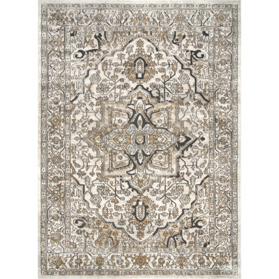 Oriental Oriental/Persian Area Rug for Living Room Bedroom Dining Room Kitchen, Beige/Ivory