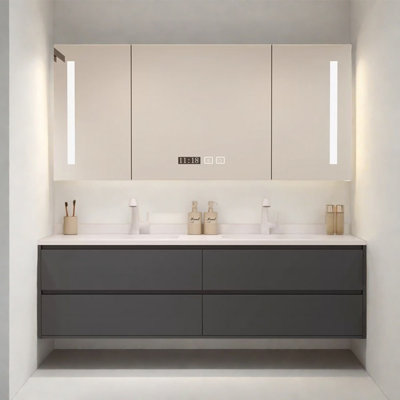 Armoire de salle de bain intégrée en céramique sans soudure