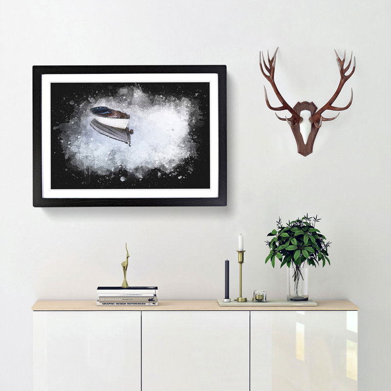 Reflection Of A Boat - Picture Frame Graphic Art, 45cm H x 63cm W x 2cm D, Black Framed