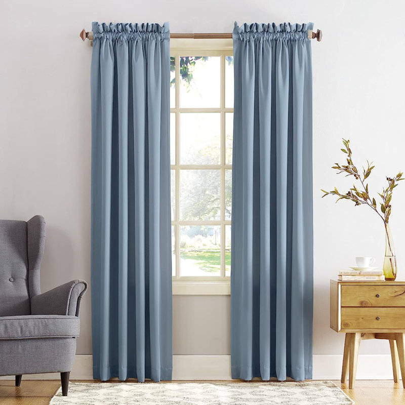 Panneau de rideau obscurcissant Artemisa, L 54 po x L 63 po, Bleu vintage