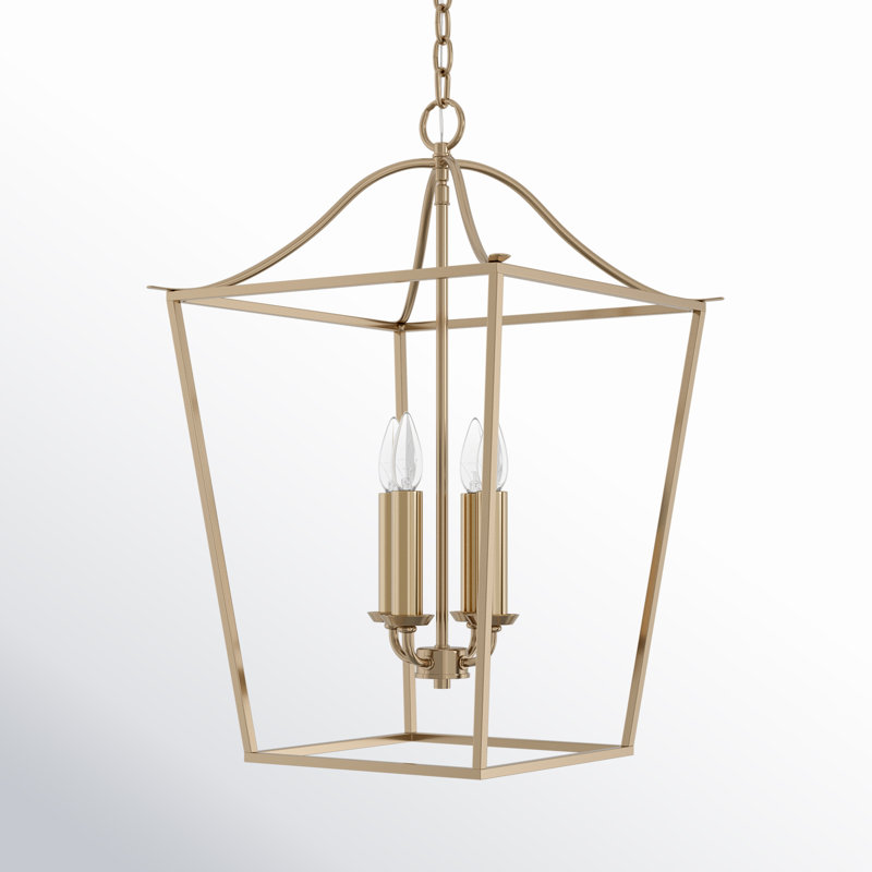 Heidrun 4 - Light Dimmable Lantern Square / Rectangle Chandelier, Matte Brass