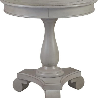 Table de bout ronde transitionnelle, table d'appoint de salon en bois, gris