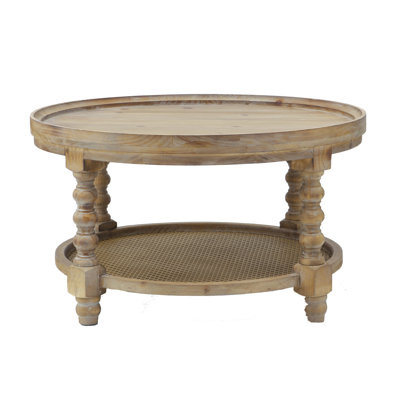 Brown Round 2-Tiered Side Table For Home Decoration. Living Room Bedroom Entryway End Table. 50% Fir Wood, 30% , 20% . 29.7"X29.7"X16.5", 14.3Lbs. Assembly Required Room, Bedroom, Entryway. Natural