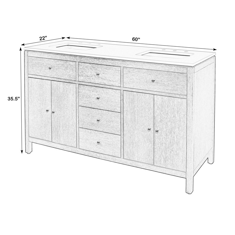 Nora 60 in. W Quartz Single Sink Bathroom Vanity Set, Antique Taupe