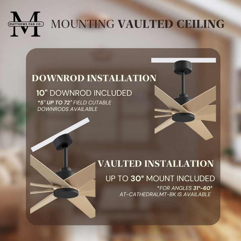 Ariella - Eight Blade Ceiling Fan - Brushed Brass Finish - Matte Black Blades, Matte Black, Light Maple Tone