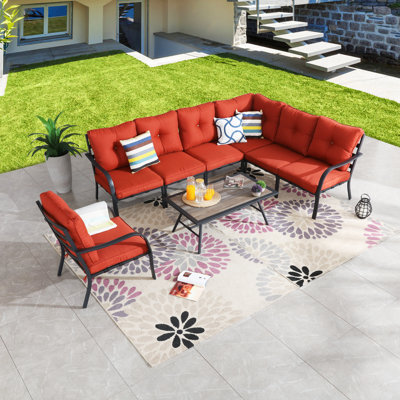 Ensemble de conversation modulaire avec coussins 8 pièces Jenalea