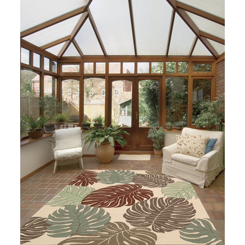 Ely Floral Indoor / Outdoor Rug, Rectangle 9'6" x 13'
