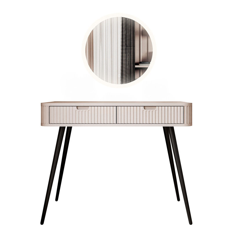 Novi Dressing Table with Mirror, Cashmere/Black