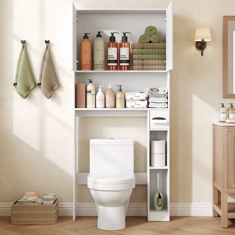 Modern Over the Toilet Storage Cabinet, Bathroom Storages Organizer Cabinets with Doors, Above Toilet Storage for Restroom, Bathroom, Laundry