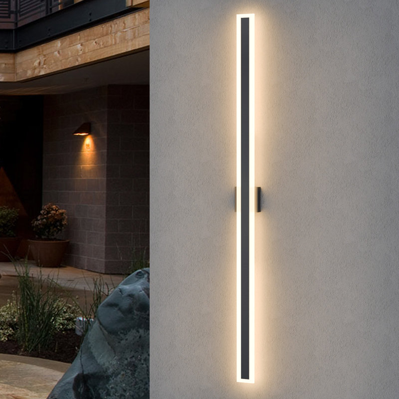 Eljan Linear Outdoor LED Wall Light with Back Plate, 63" H x 4.3" W x 1.6" D